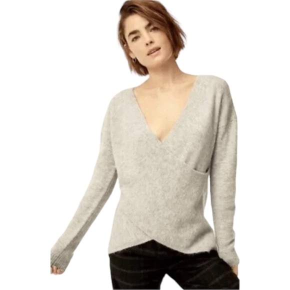 NEW! Babaton The Group Bandini Cross Over Faux Wrap Sweater Alpaca Wool Blend M - Picture 1 of 14